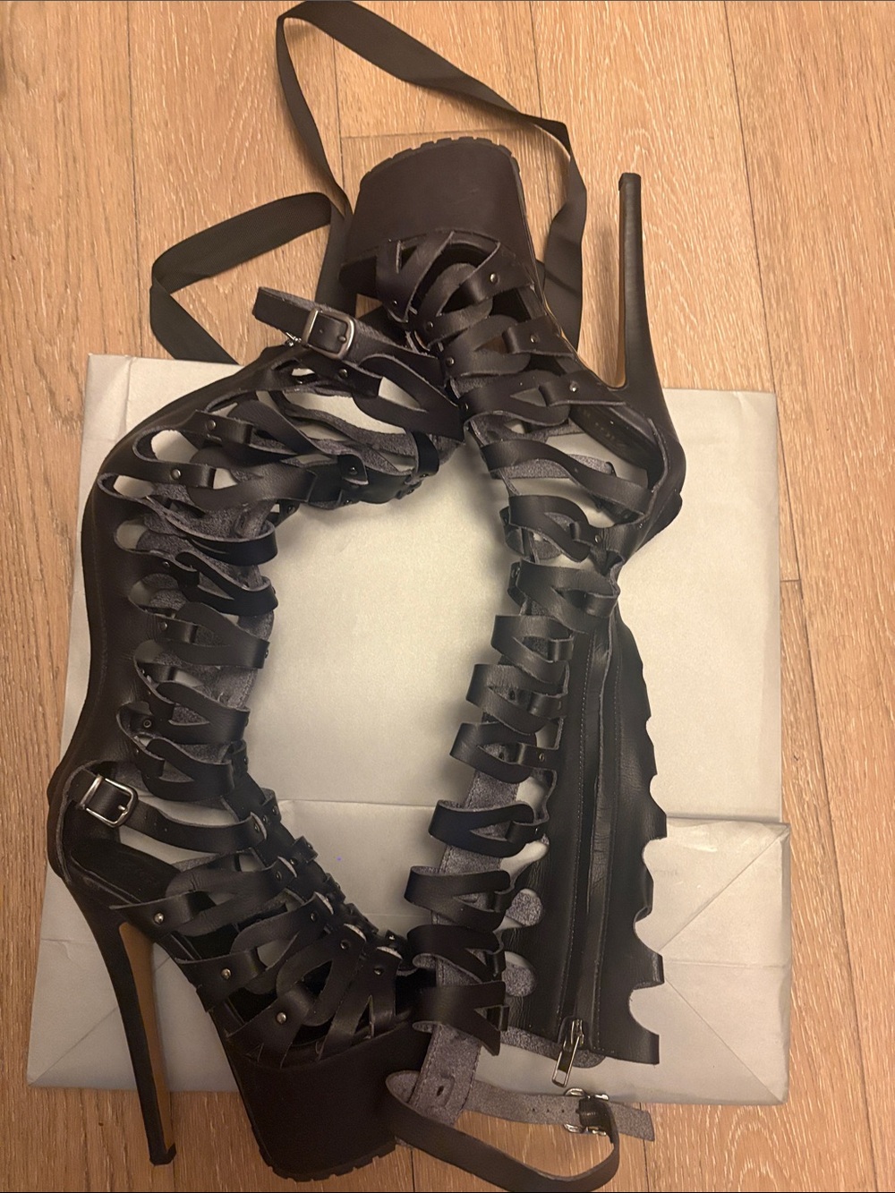 Black Samara Gladiator Sandal Platforms - Picture 5 of 8